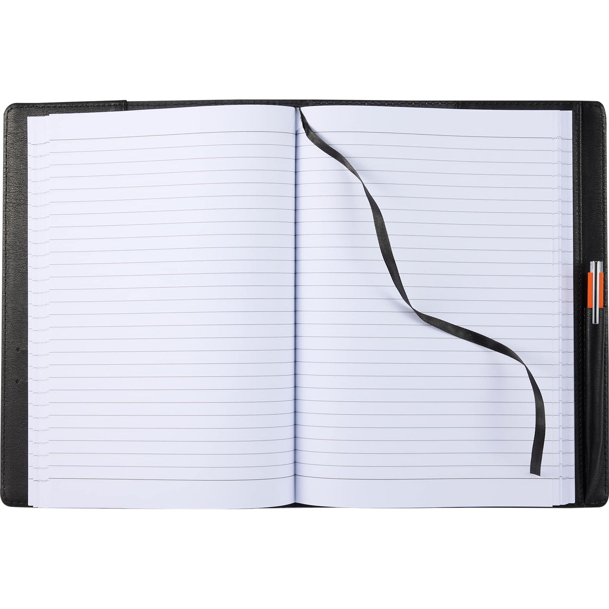 Morano Marbled Refillable Journal, 7 x 10 Inches - Black - Open
