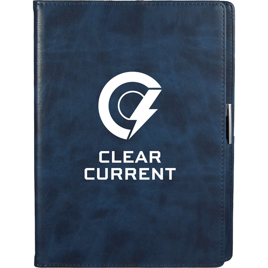Morano Marbled Refillable Journal, 7 x 10 Inches - Navy - Front