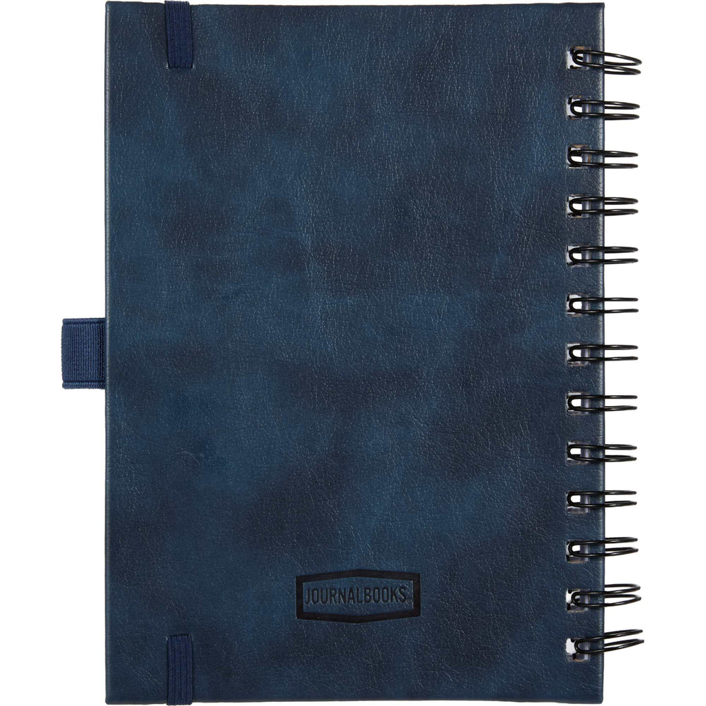 Morano Marbled Spiral Journal, 5 x 7 Inches Debossing - Navy - Back