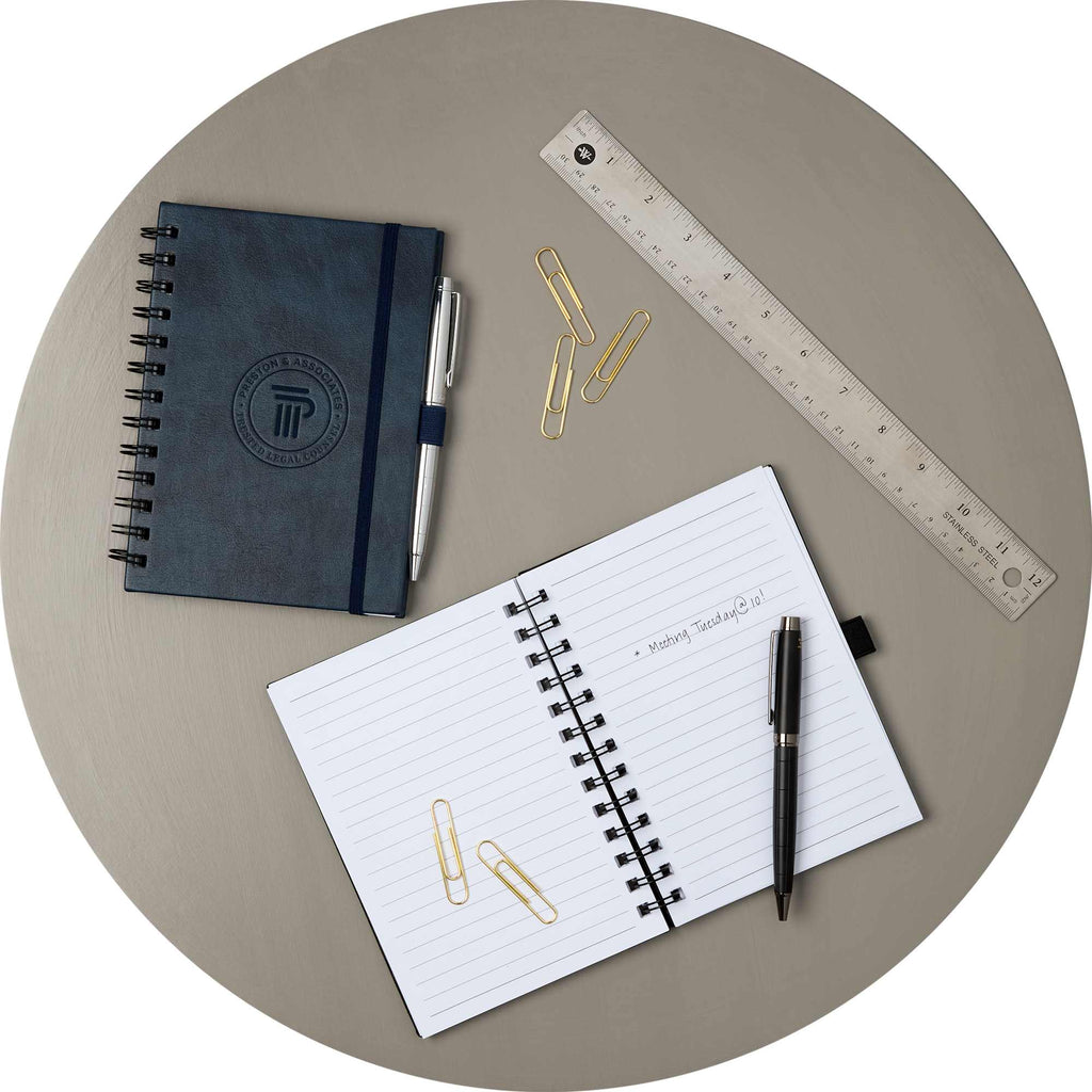 Morano Marbled Spiral Journal, 5 x 7 Inches Debossing - Navy - Front Laydown