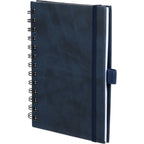 Morano Marbled Spiral Journal, 5 x 7 Inches Debossing - Navy - Left Angle