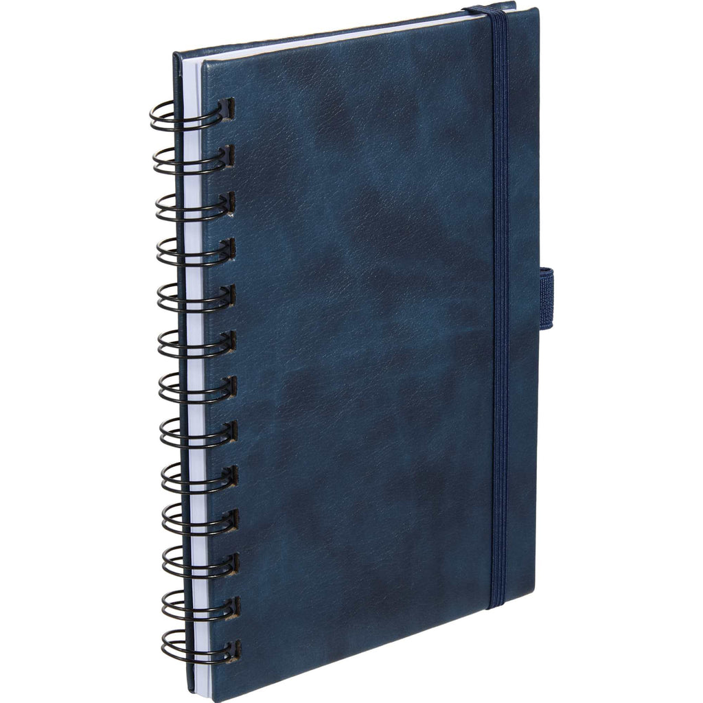 Morano Marbled Spiral Journal, 5 x 7 Inches Debossing - Navy - Right Angle