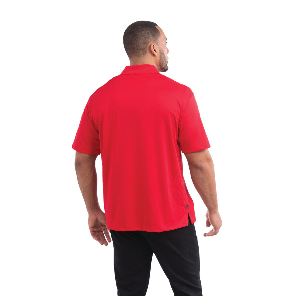 Moreno Double Pique Performance Polo for Men Debossing - Red - Back