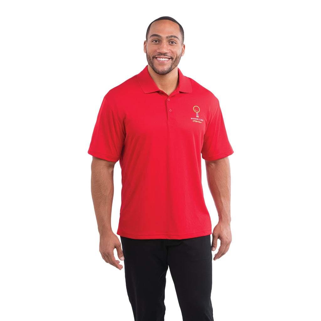 Moreno Double Pique Performance Polo for Men Debossing - Red - Front On Model
