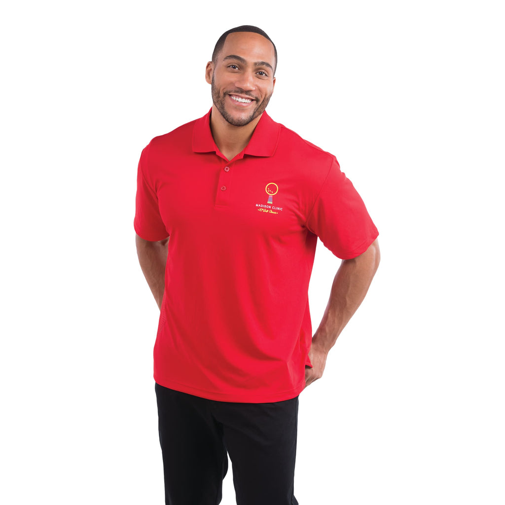 Moreno Double Pique Performance Polo for Men Debossing - Red - Front