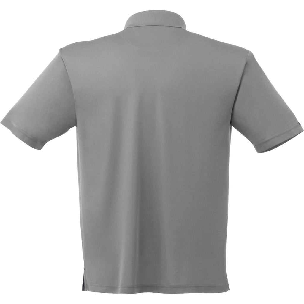 Moreno Double Pique Performance Polo for Men Debossing - Steel Grey - Back Flat