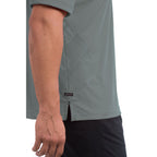 Moreno Double Pique Performance Polo for Men Debossing - Steel Grey - On Model