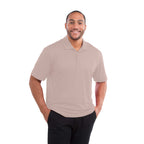 Moreno Double Pique Performance Polo for Men Debossing - Stone - Front On Model
