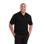 Moreno Double Pique Performance Polo for Men Embroidery - Black - Front On Model