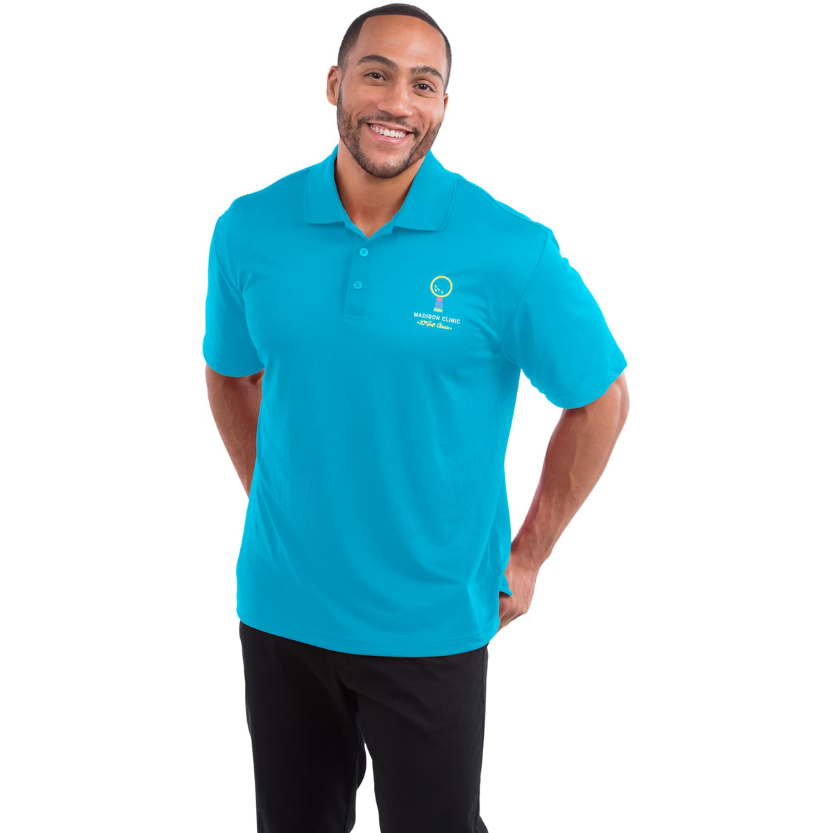 Moreno Double Pique Performance Polo for Men Embroidery - Chill - Front On Model 3