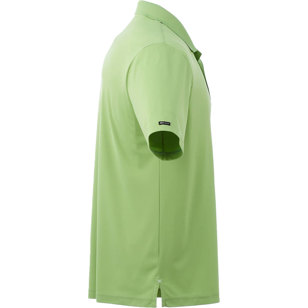 Moreno Double Pique Performance Polo for Men Embroidery - Green Tea - Right Side