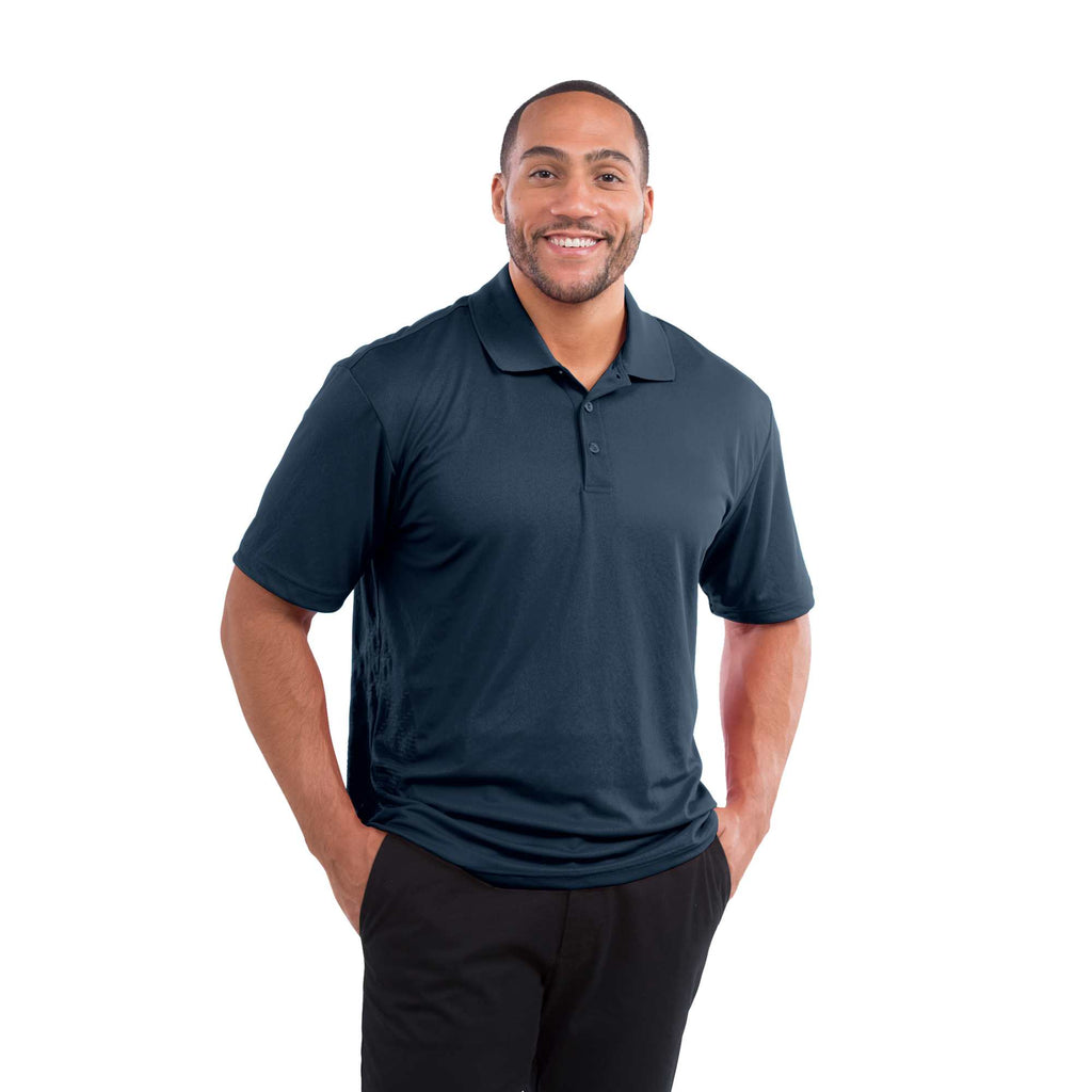 Moreno Double Pique Performance Polo for Men Embroidery - Navy 410 - Front On Model