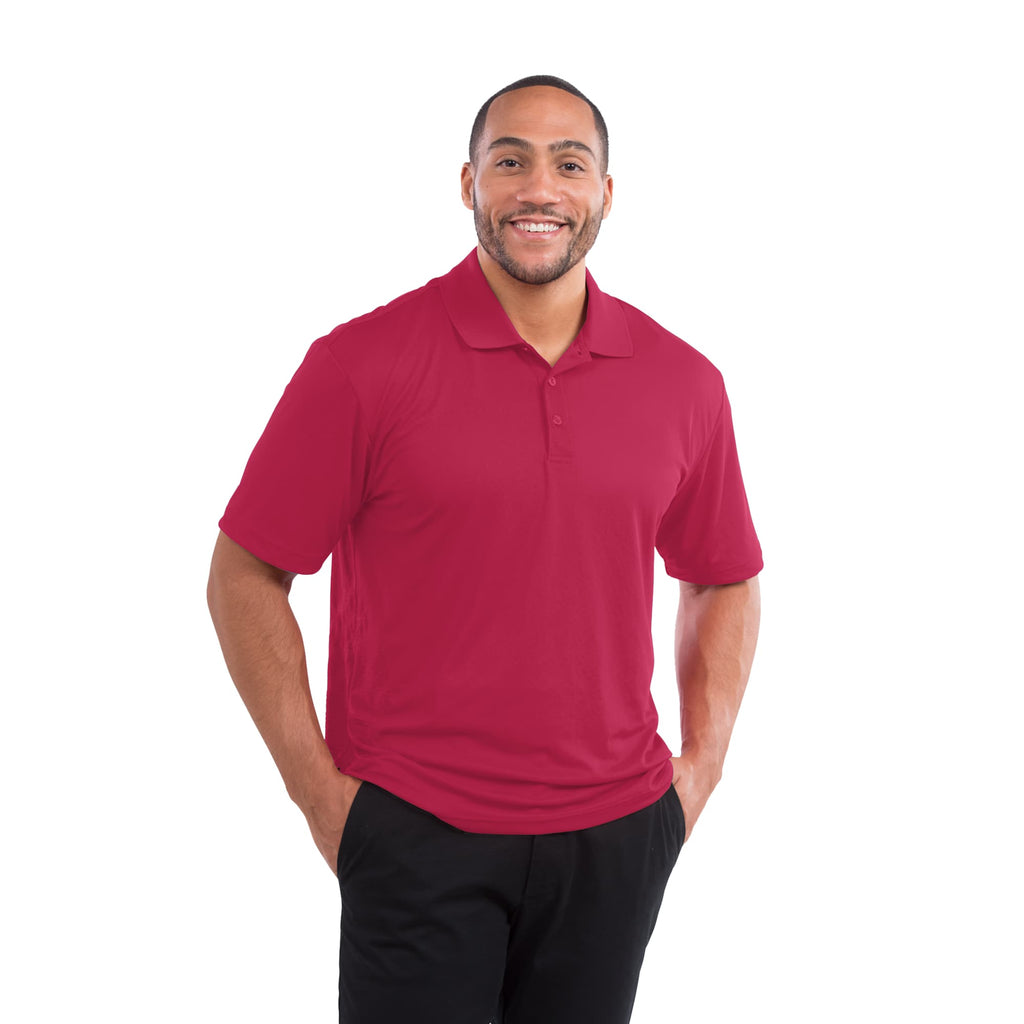 Moreno Double Pique Performance Polo for Men Laser Engraving - Maroon - Front On Model