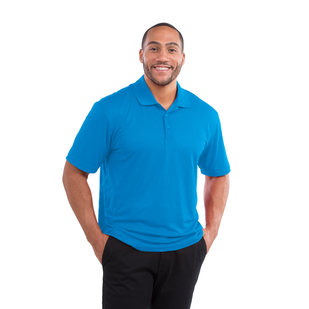 Moreno Double Pique Performance Polo for Men Laser Engraving - Olympic Blue - Front On Model