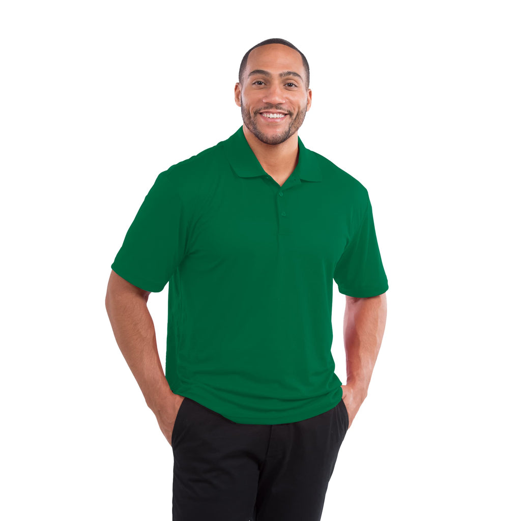 Moreno Double Pique Performance Polo for Men Transfer - Forest Green - Front On Model