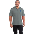 Moreno Double Pique Performance Polo for Men Transfer - Steel Grey - Front On Model 2