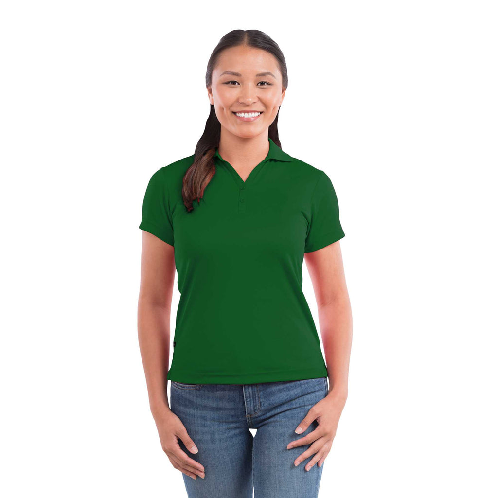 Moreno Double Pique Performance Polo for Women Transfer - Forest Green - On Model