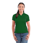 Moreno Double Pique Performance Polo for Women Transfer - Forest Green - On Model