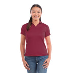 Moreno Double Pique Performance Polo for Women Transfer - Maroon - On Model