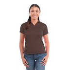 Moreno Double Pique Performance Polo for Women Transfer - Mocha - Front On Model