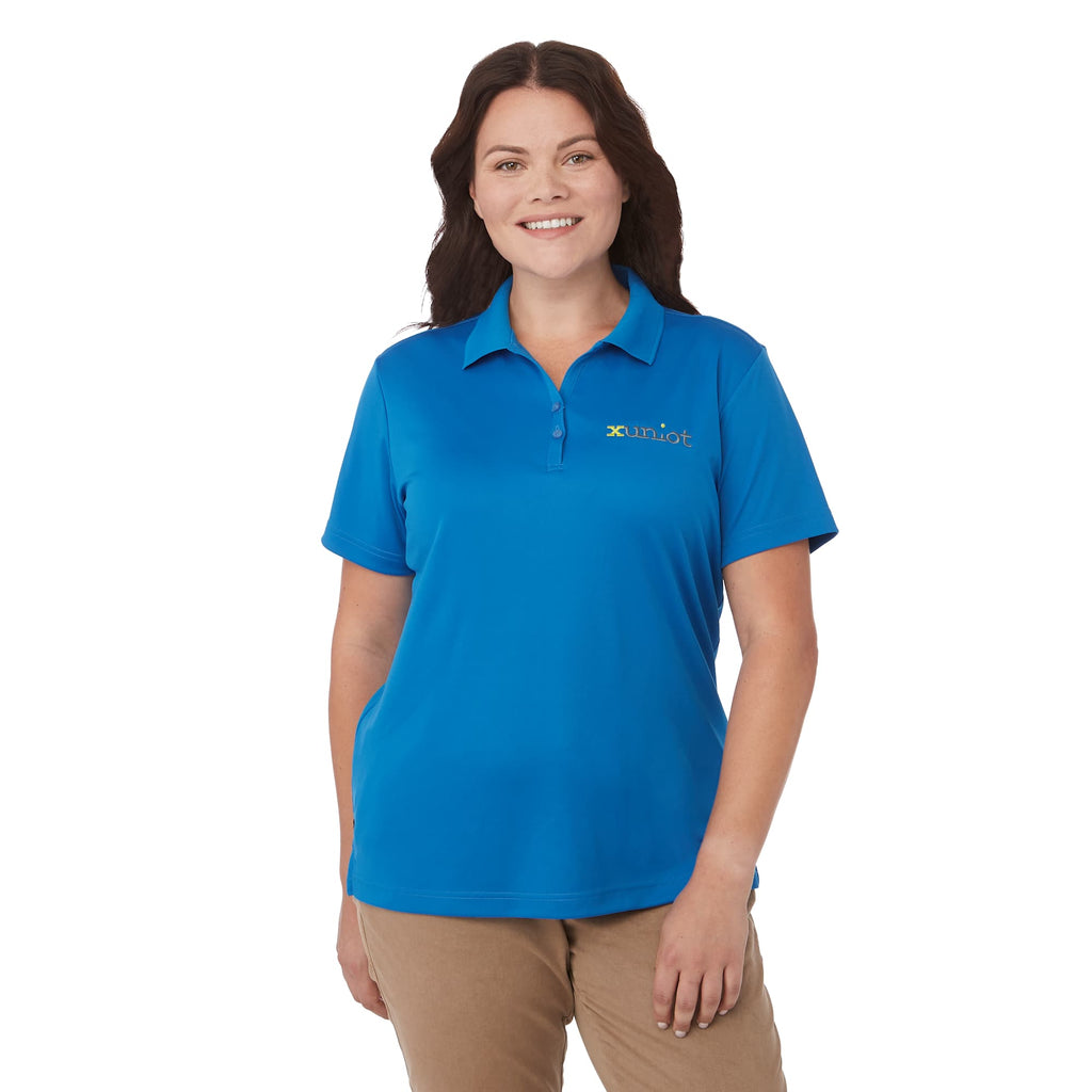 Moreno Double Pique Performance Polo for Women Transfer - Olympic Blue - On Model Front