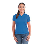 Moreno Double Pique Performance Polo for Women Transfer - Olympic Blue - On Model