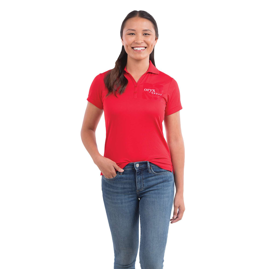 Moreno Double Pique Performance Polo for Women Transfer - Red - Front Flat 2