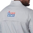 Morgan Recycled Lightweight Jacket for Men Debossing - Grey - Detail On Model 2