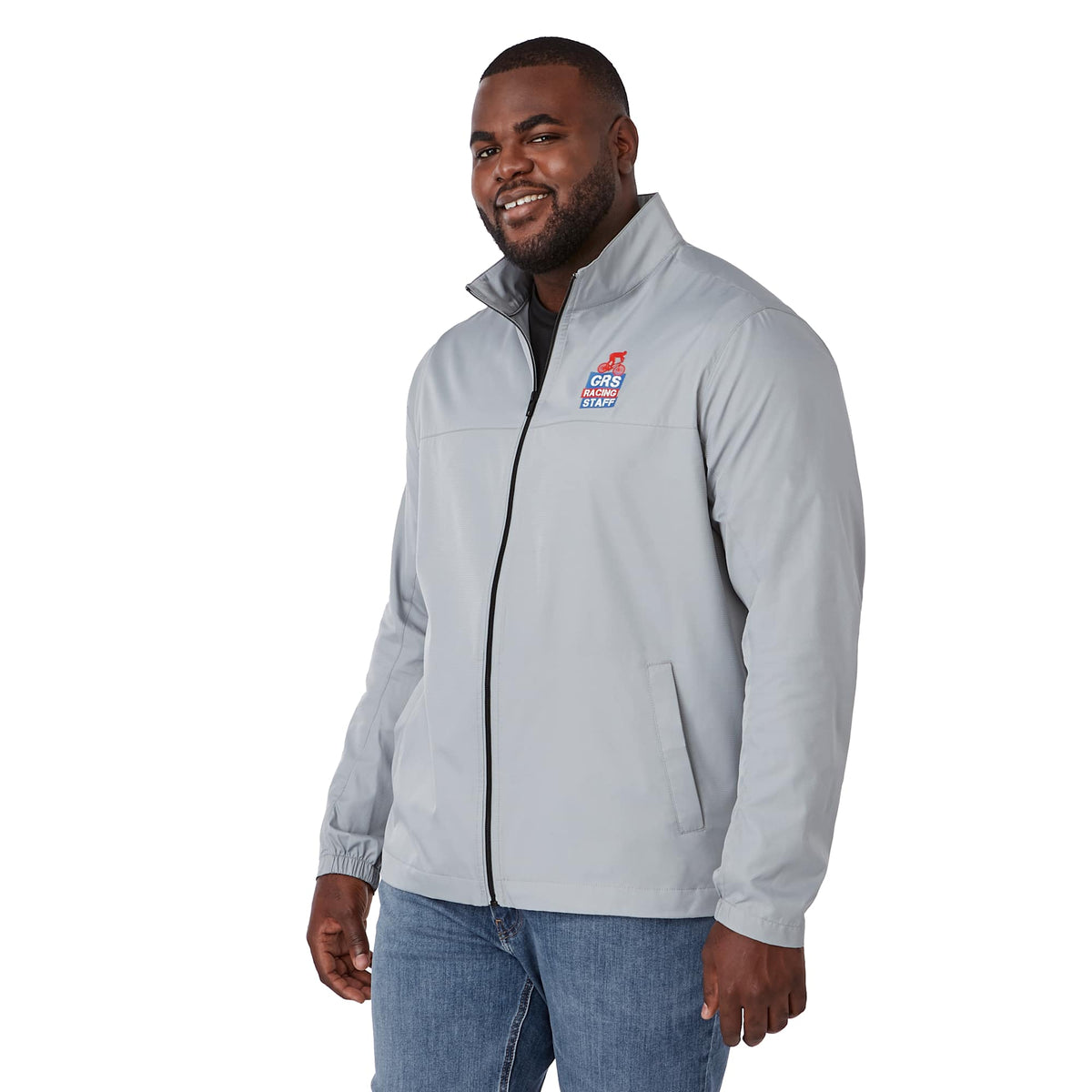 Morgan Recycled Lightweight Jacket for Men Debossing - Grey - Left Angle On Model