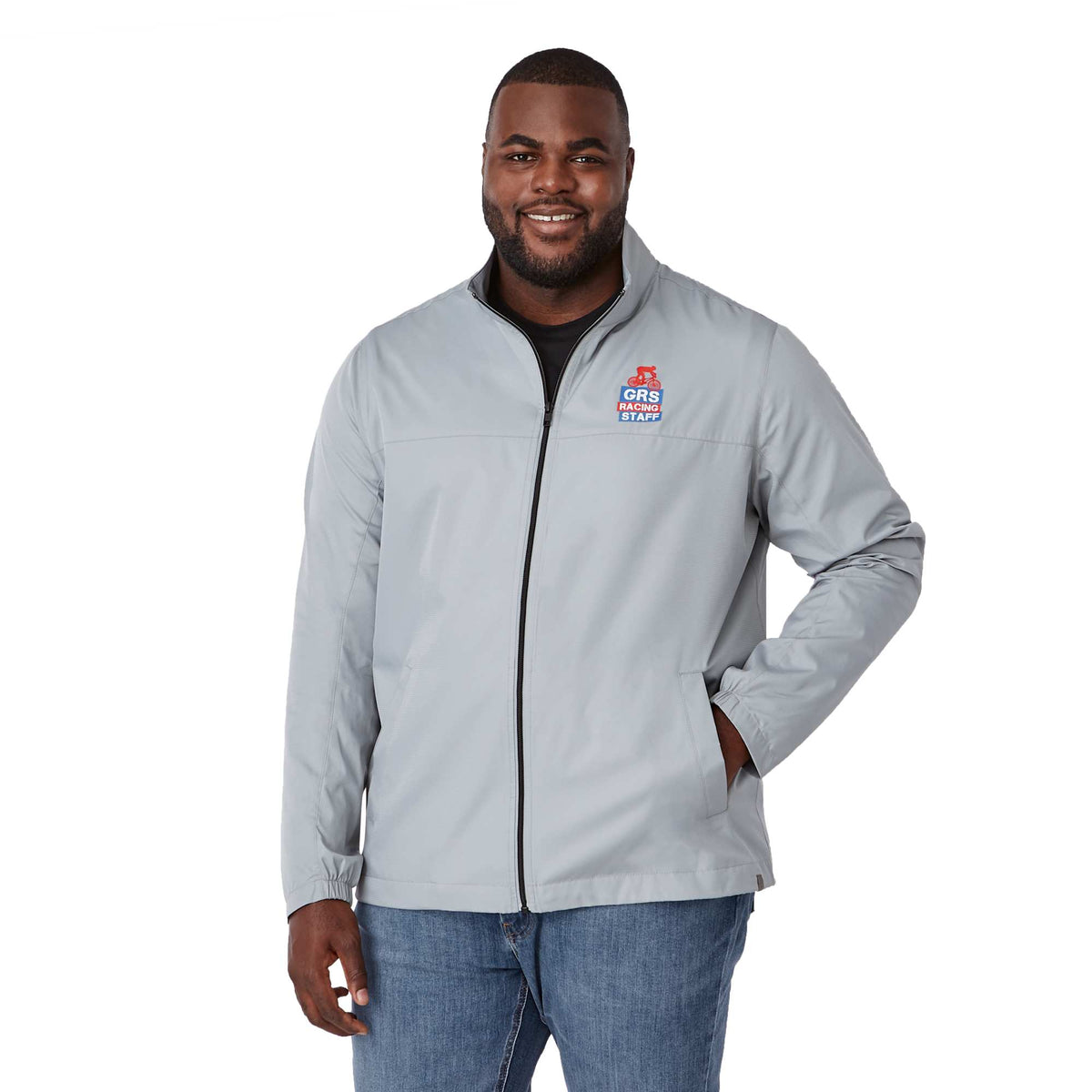 Morgan Recycled Lightweight Jacket for Men Transfer - Grey - Front On Model