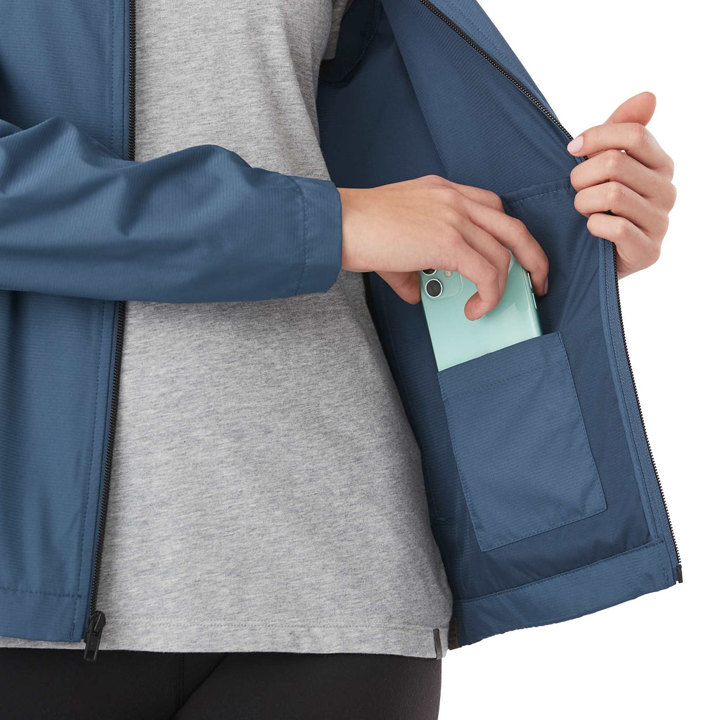 Morgan Recycled Lightweight Jacket for Women Debossing - Denim - Detail On Model 4