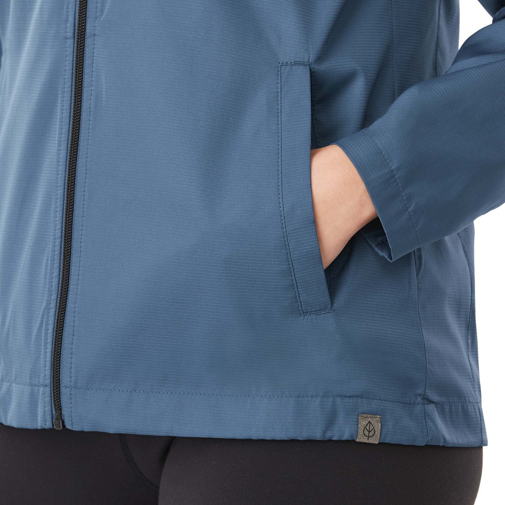 Morgan Recycled Lightweight Jacket for Women Transfer - Denim - Detail On Model 2