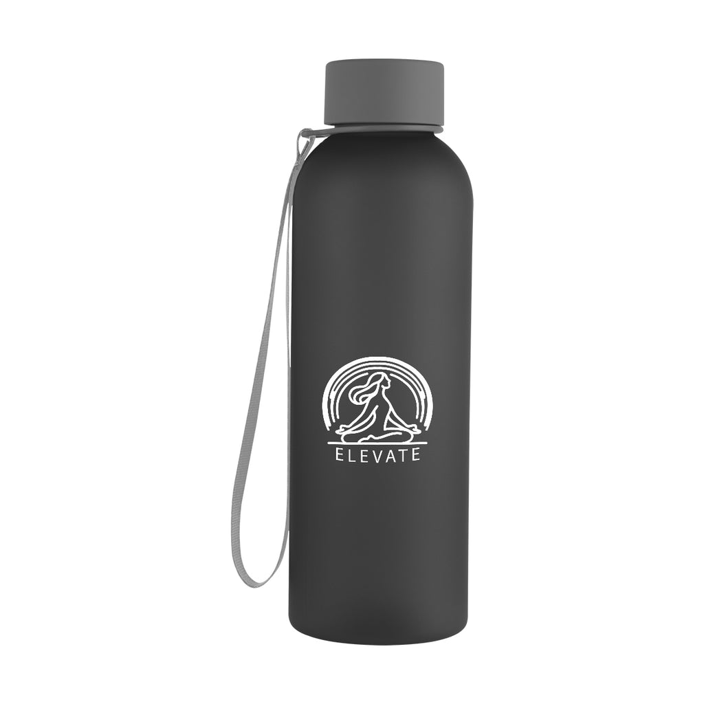 Morgan Rubberized Bottle with Carry Strap, 20 oz - Charcoal - Silk Screen