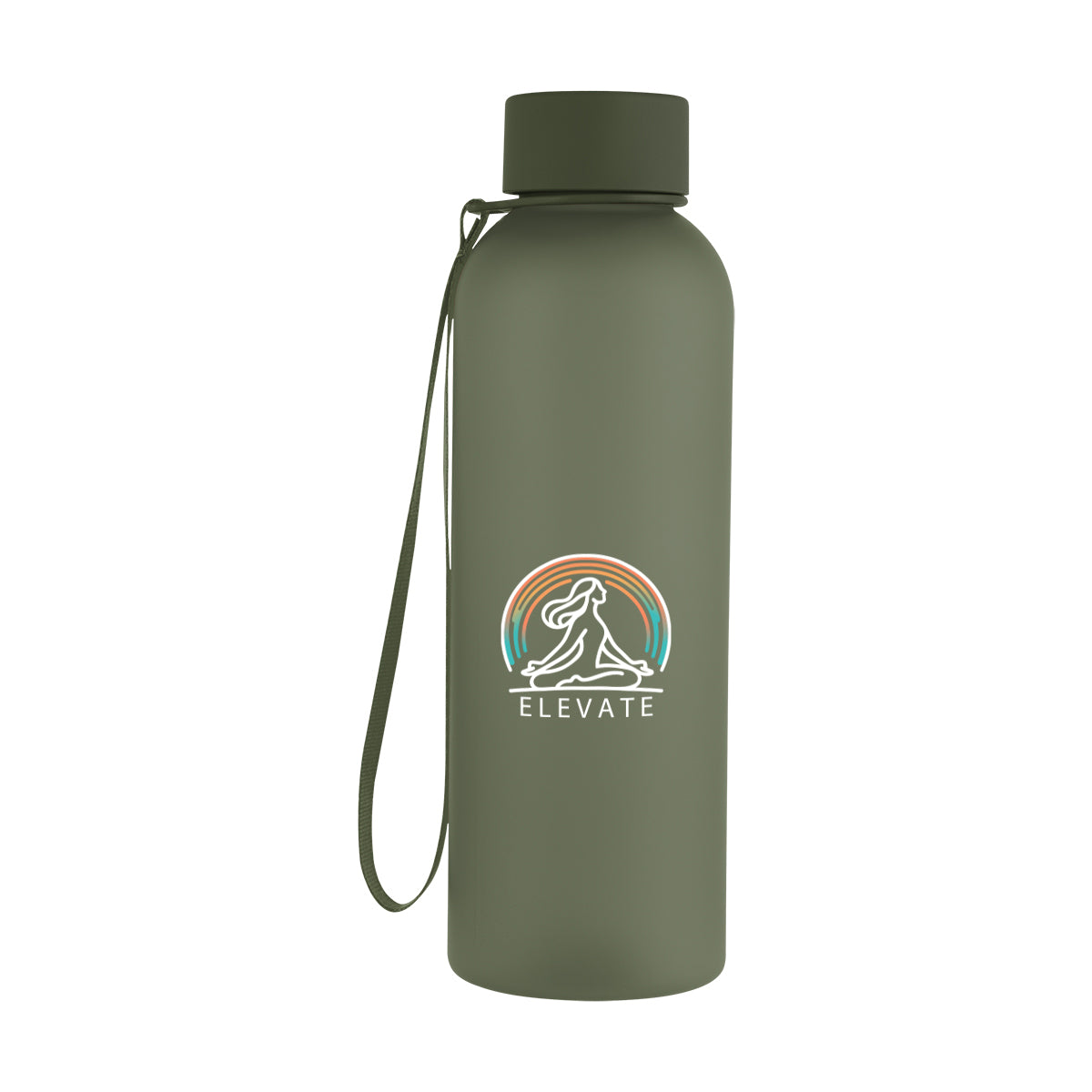 Morgan Rubberized Bottle with Carry Strap, 20 oz - Olive - Colorbrite