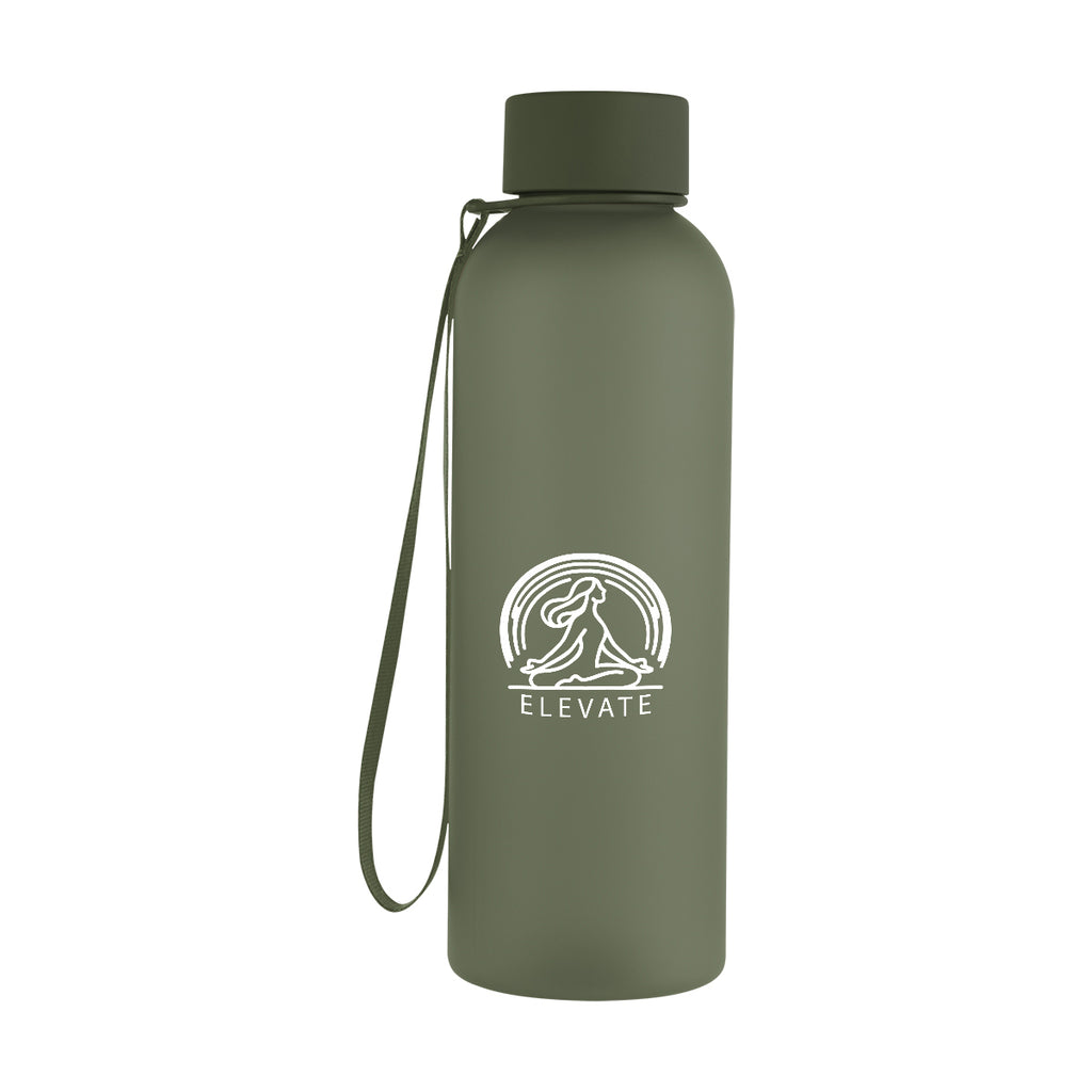 Morgan Rubberized Bottle with Carry Strap, 20 oz - Olive - Silk Screen