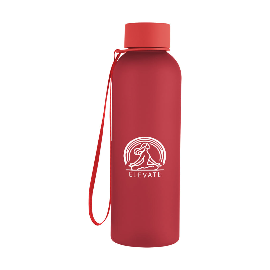 Morgan Rubberized Bottle with Carry Strap, 20 oz - Red - Silk Screen