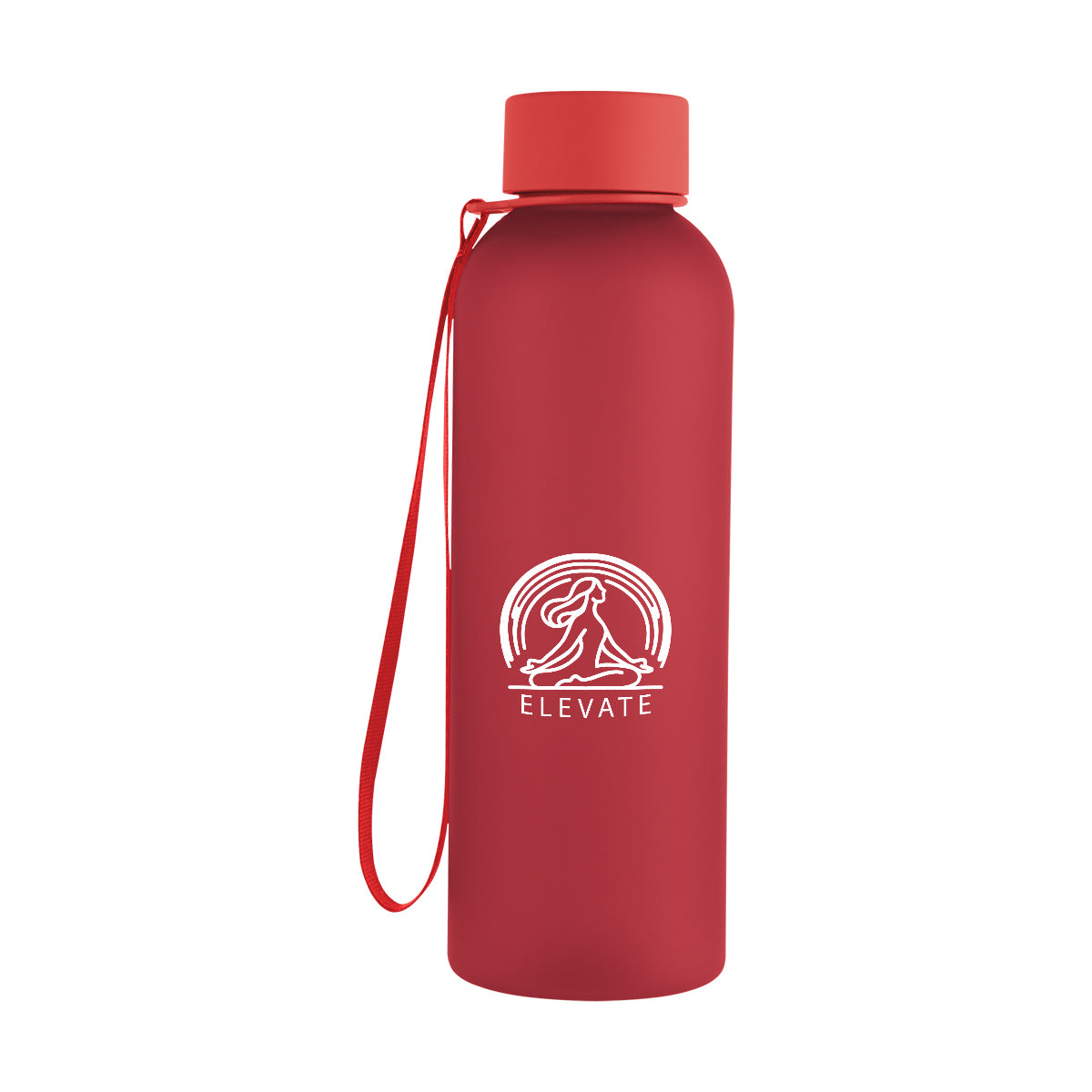 Morgan Rubberized Bottle with Carry Strap, 20 oz - Red - Silk Screen