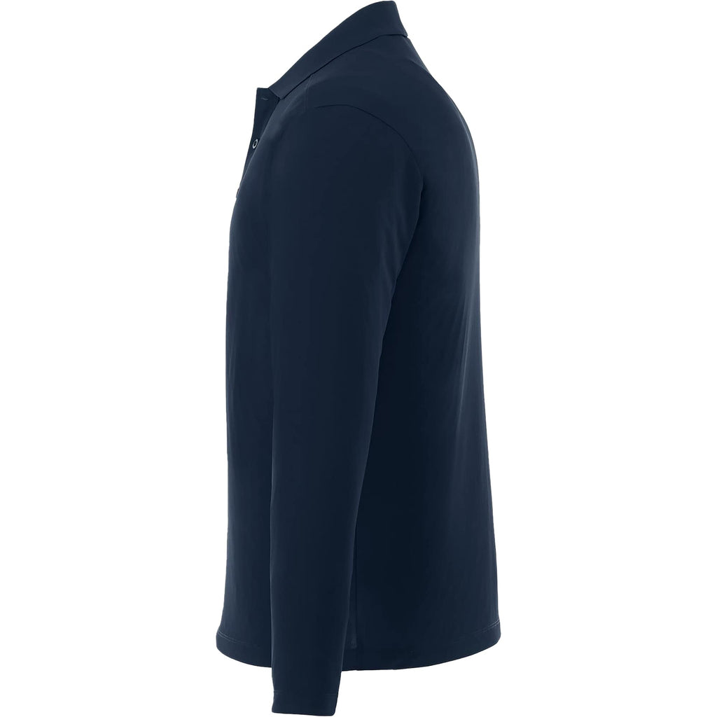 Mori Long Sleeve Performance Polo for Men Embroidery - Navy - Left Side