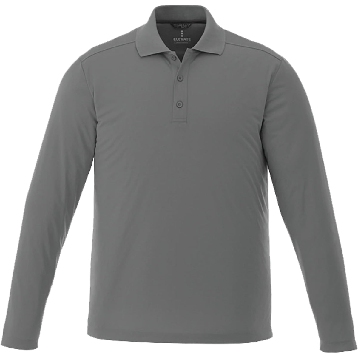 Mori Long Sleeve Performance Polo for Men Embroidery - Steel Grey - Front Flat