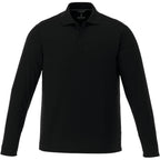 Mori Long Sleeve Performance Polo for Men Laser Engraving - Black - Front Flat
