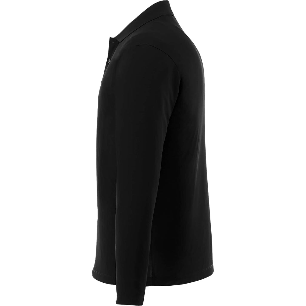 Mori Long Sleeve Performance Polo for Men Laser Engraving - Black - Left Side