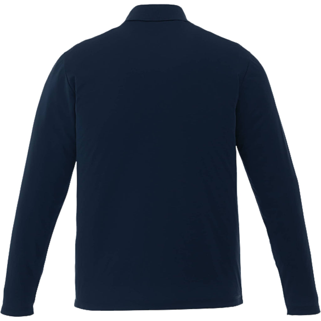 Mori Long Sleeve Performance Polo for Men Laser Engraving - Navy - Back Flat