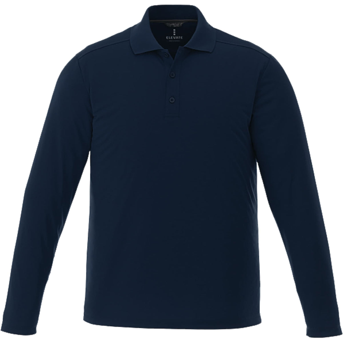 Mori Long Sleeve Performance Polo for Men Laser Engraving - Navy - Front Flat