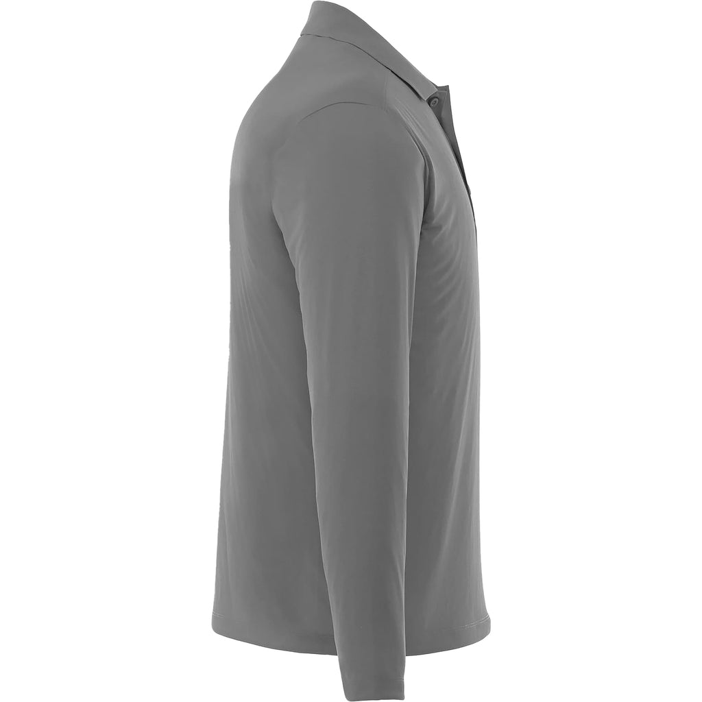 Mori Long Sleeve Performance Polo for Men Laser Engraving - Steel Grey - Right Side