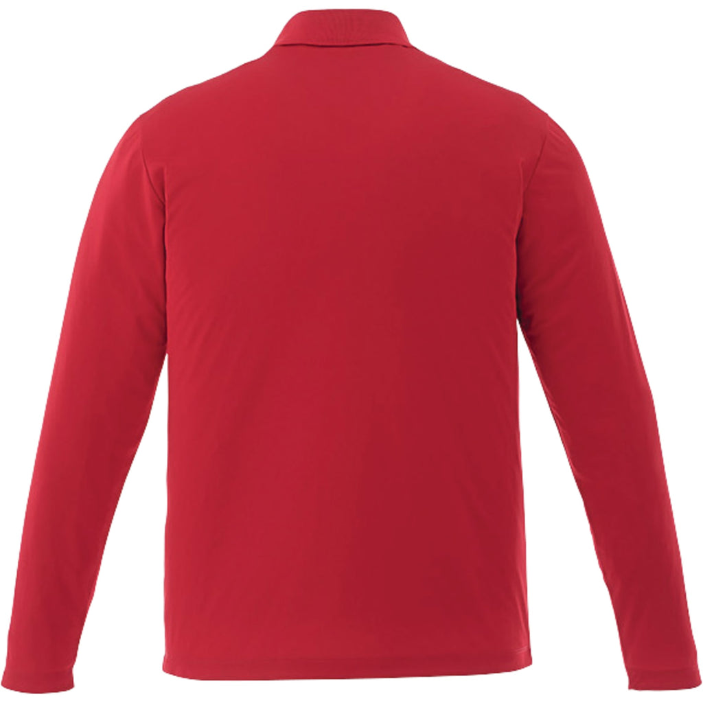 Mori Long Sleeve Performance Polo for Men Laser Engraving - Team Red - Back Flat