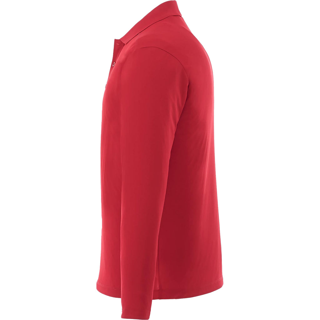 Mori Long Sleeve Performance Polo for Men Laser Engraving - Team Red - Left Side