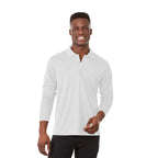 Mori Long Sleeve Performance Polo for Men Laser Engraving - White - Front On Model