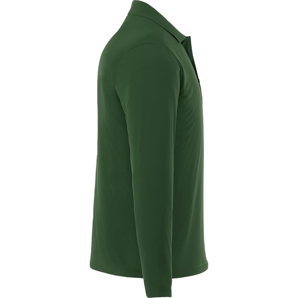 Mori Long Sleeve Performance Polo for Men Transfer - Forest Green - Right Side