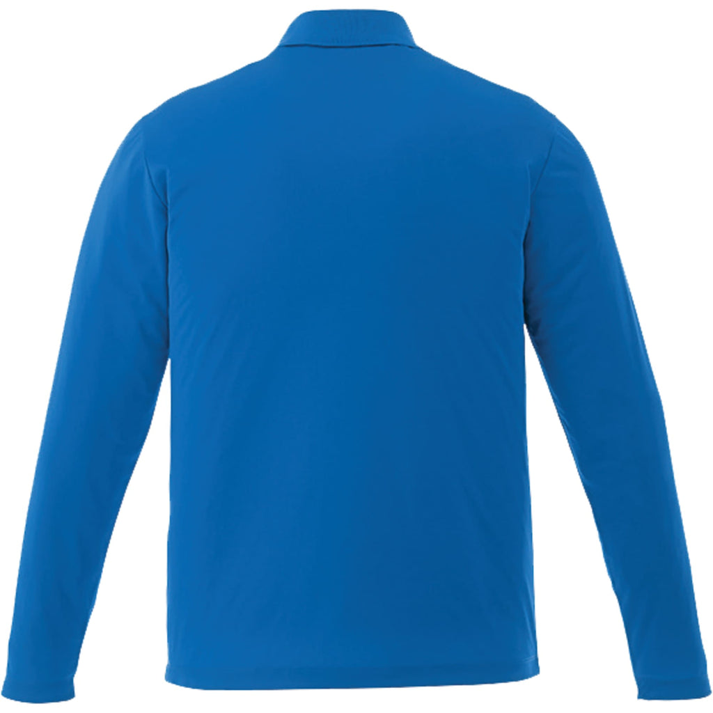 Mori Long Sleeve Performance Polo for Men Transfer - Olympic Blue - Back Flat