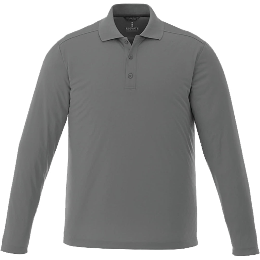 Mori Long Sleeve Performance Polo for Men Transfer - Steel Grey - Front Flat